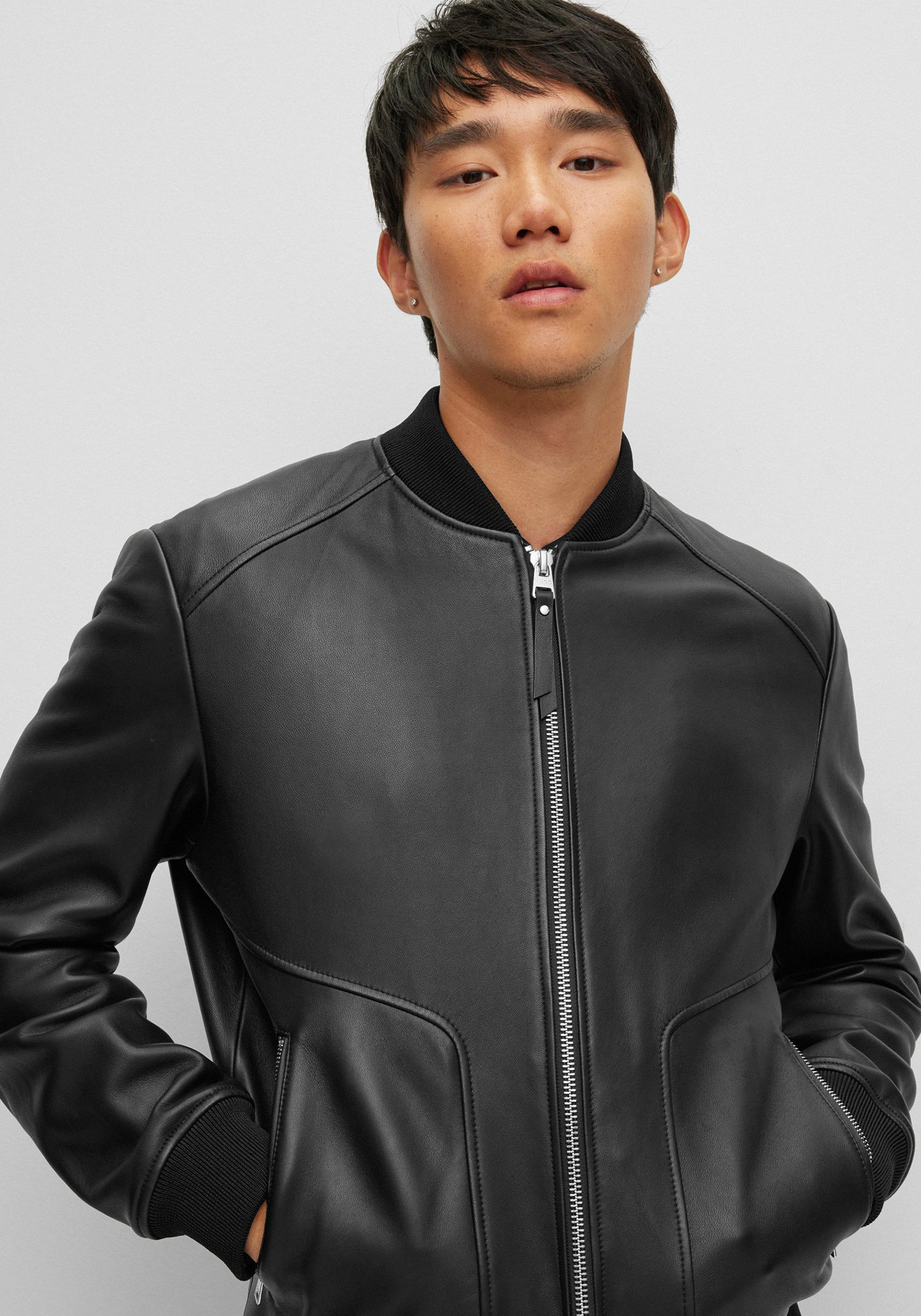 HUGO Δερμάτινο Jacket της σειράς Lenno - 50481934 001 Black φωτογραφία