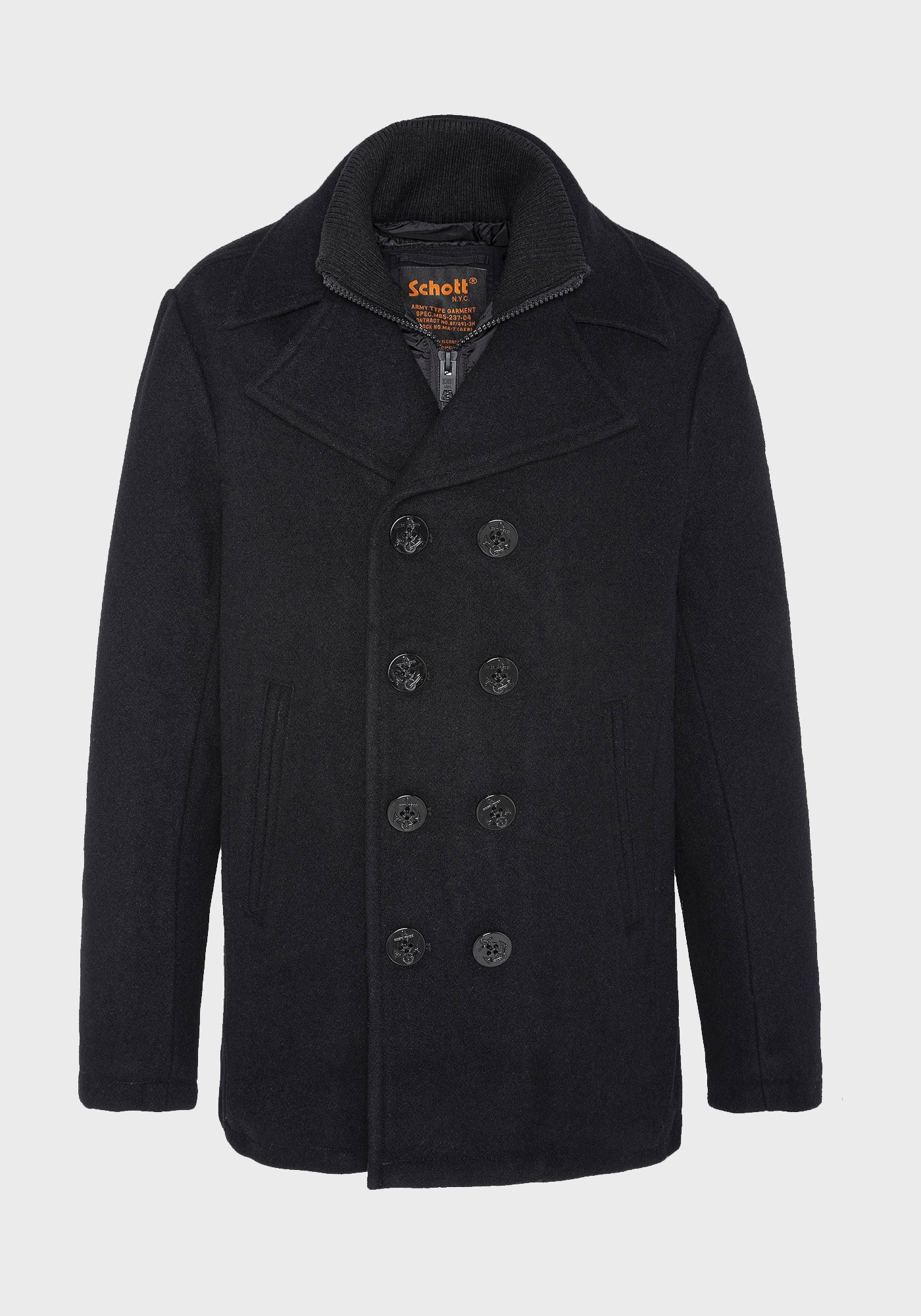 Schott N.Y.C. Schott N.Y.C. Σταυρωτό Παλτό της σειράς Coat - CYCLONE Black