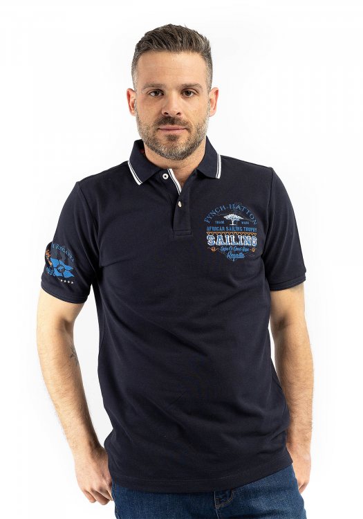 Fynch Hatton Short Sleeve Polo 1120-1761 - Navy