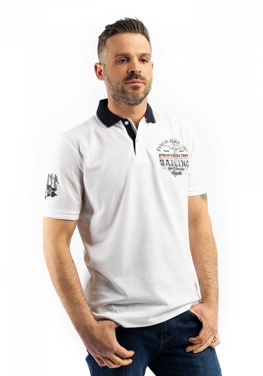 Fynch Hatton Short Sleeve Polo - White