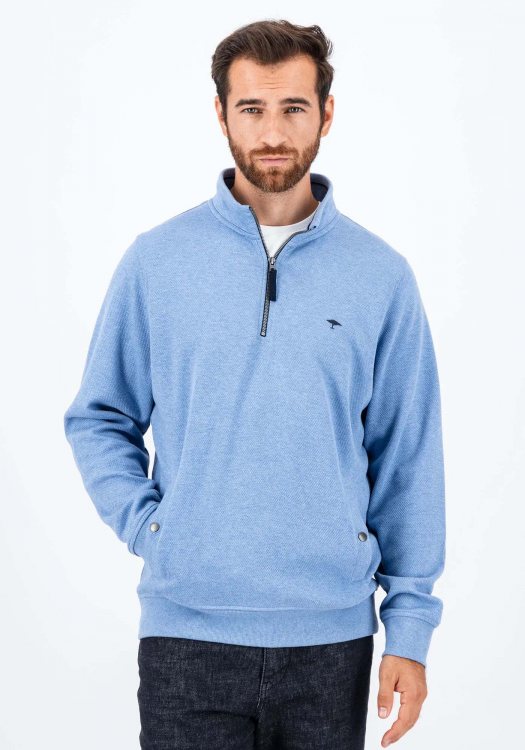 Fynch Hatton Pullover της σειράς Zip Troyer - 1409 1730 625 Cloud Blue