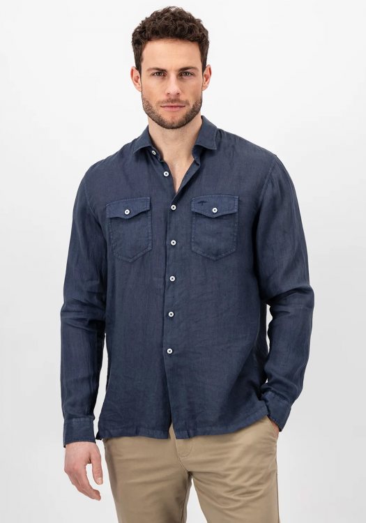 Fynch Hatton Overshirt της σειράς Linen - 1413 6050 685 Navy