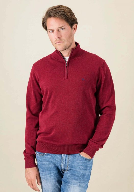 Fynch Hatton Pullover της σειράς Zip Troyer - 1414 215 303 Ruby Red