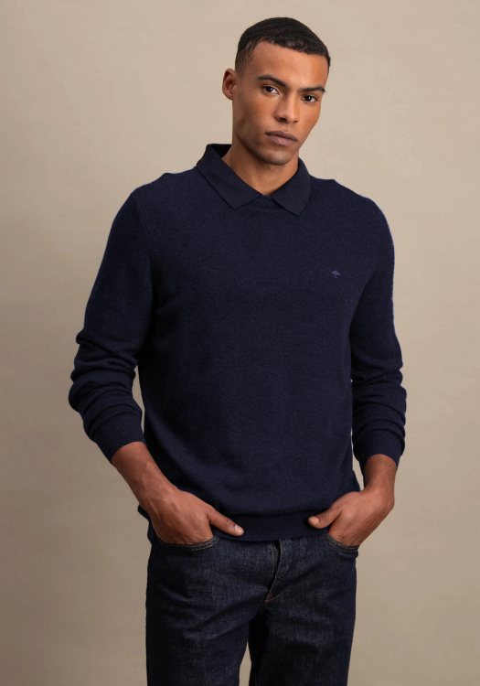 Fynch Hatton Πλεκτή μπλούζα της σειράς Merino cashmere - 1414 800 690 Navy