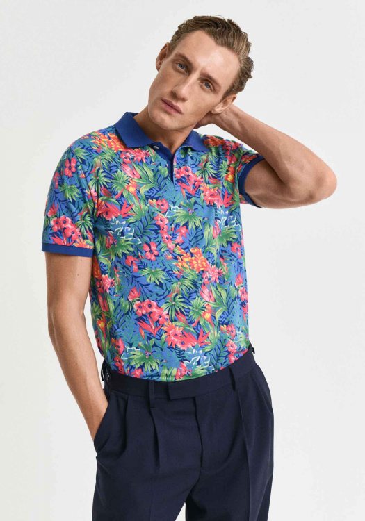 Gant Piqué Polo Μπλούζα της σειράς Tropical - 2014041 416 Deep Cobalt