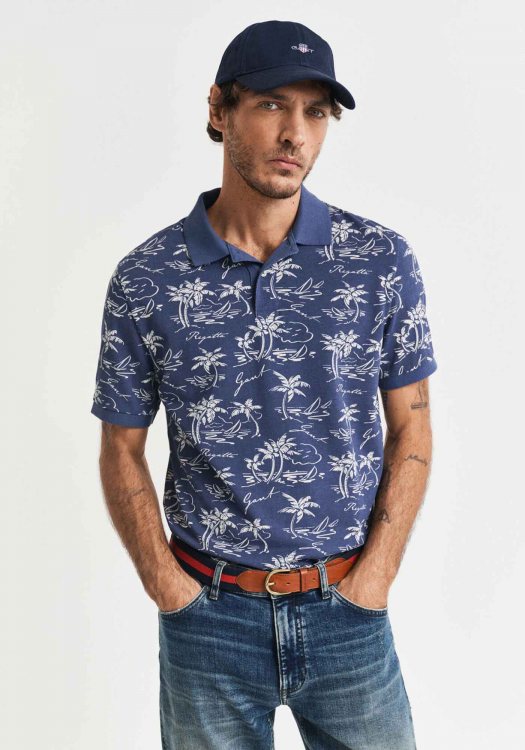 Gant Piqué Polo Μπλούζα της σειράς Island - 2014058 401 Dusty Navy