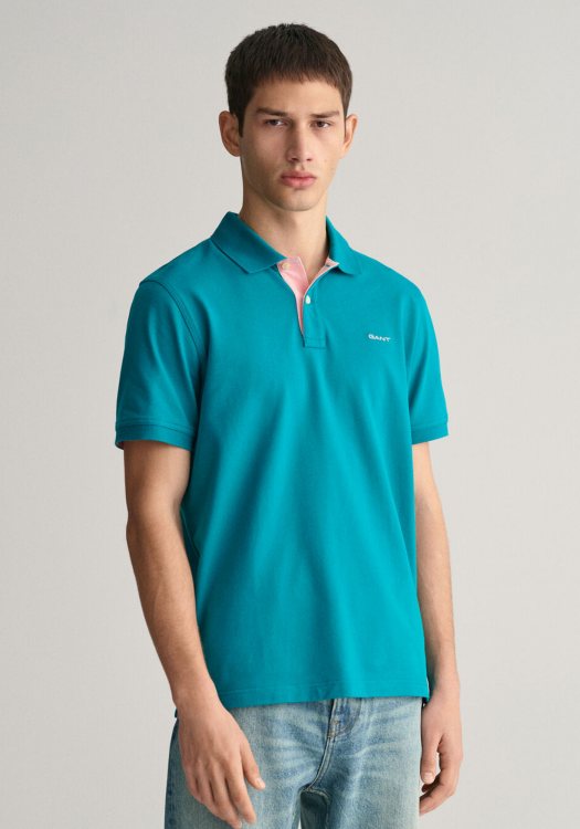 GANT Piqué Polo Μπλούζα της σειράς Contrast - 2062026 340 Ocean Turquoise