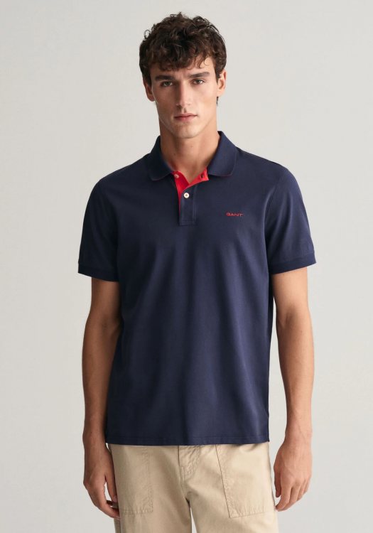 GANT Piqué Polo Μπλούζα της σειράς Contrast - 2062026 433 Evening Blue