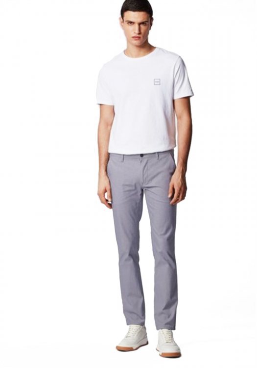 Slim-fit trousers in two-tone stretch cotton - Blue 414