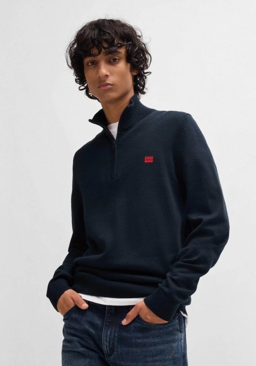 HUGO Zip Sweater της σειράς San Quintus - 50474164 410 Dark Blue