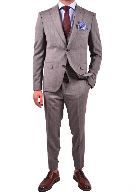 Fragosto Slim Fit  Suit Pie de poul - Brown