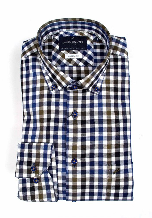 Daniel Hechter Shirt - Check Khaki/Blue