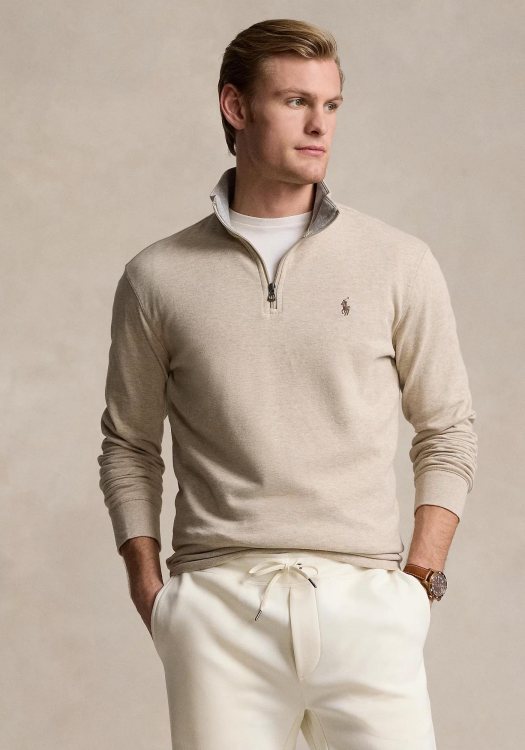 Polo Ralph Lauren Half Zip Jersey της σειράς Quarter - 710812963 057 Tuscan Beige Heather