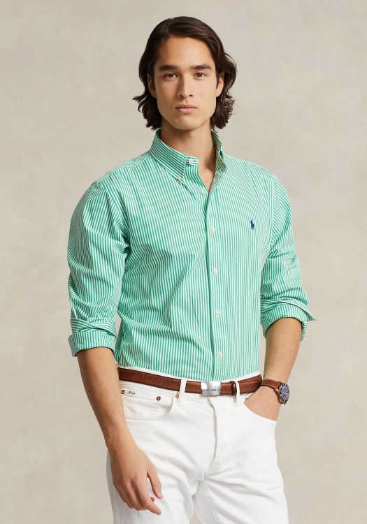 Polo Ralph Lauren Πουκάμισο της σειράς Striped Stretch - 710929346 004 Summer Emerald/White