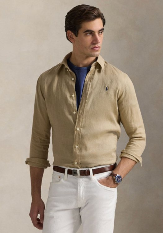 Polo Ralph Lauren Πουκάμισο της σειράς Linen - 710966294 001 Coastal Beige