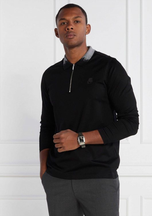 Karl Lagerfeld Polo Μπλούζα της σειράς Zip Polo LS - 745005 534200 990 Black