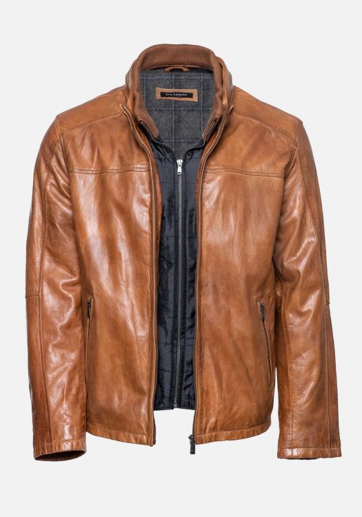 Guy Laroche Δερμάτινο Jacket της σειράς Bomber - GL786 1 Tabacco