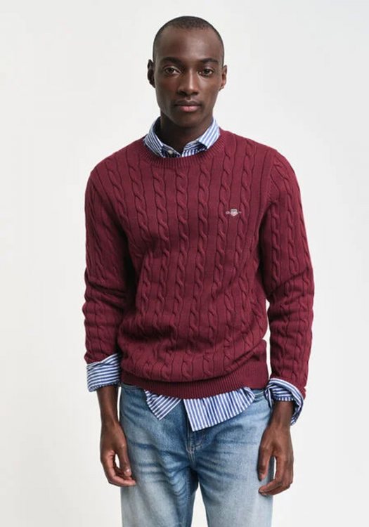 GANT Sweater της σειράς Cable - 8050601 638 Wine Red