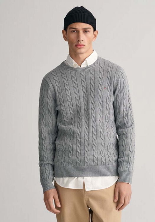 GANT Sweater της σειράς Cable - 8050601 093 Grey Melange