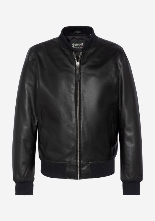 Schott N.Y.C Δερμάτινο μπουφάν Bomber της σειράς Lamb - LC300LAMB Black