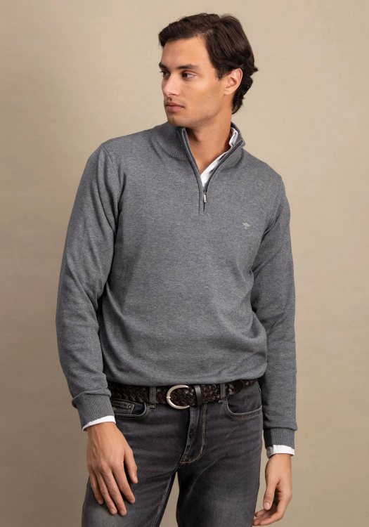 Fynch Hatton Pullover  της σειράς Zip Troyer - SFPK215 936 Steel