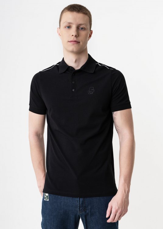 Karl Lagerfeld Polo Μπλούζα της σειράς Press Button - 745016 542221 990 Black