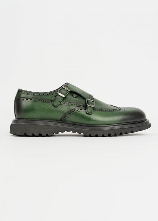 GK Uomo Δερμάτινα Monk Παπούτσια της σειράς Oxford - 26705 1253 Green