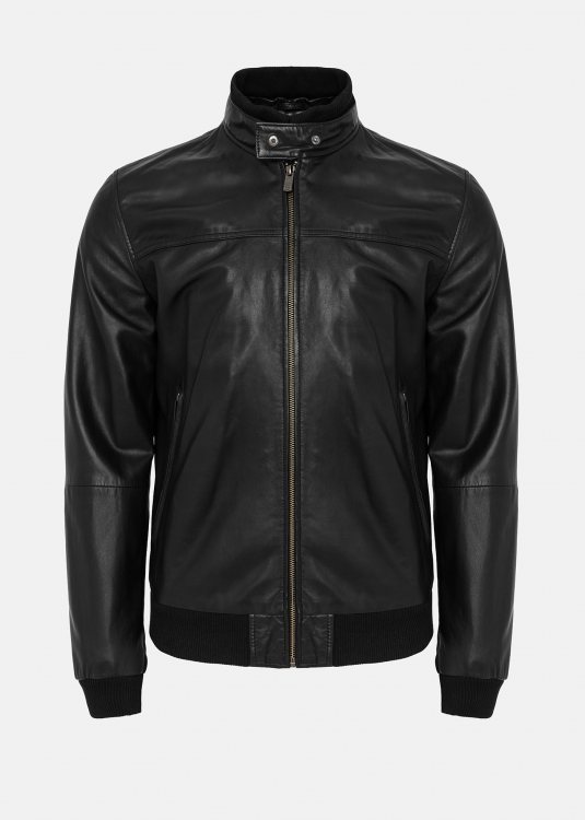 Guy Laroche Δερμάτινο Jacket της σειράς Bomber -  251 Black