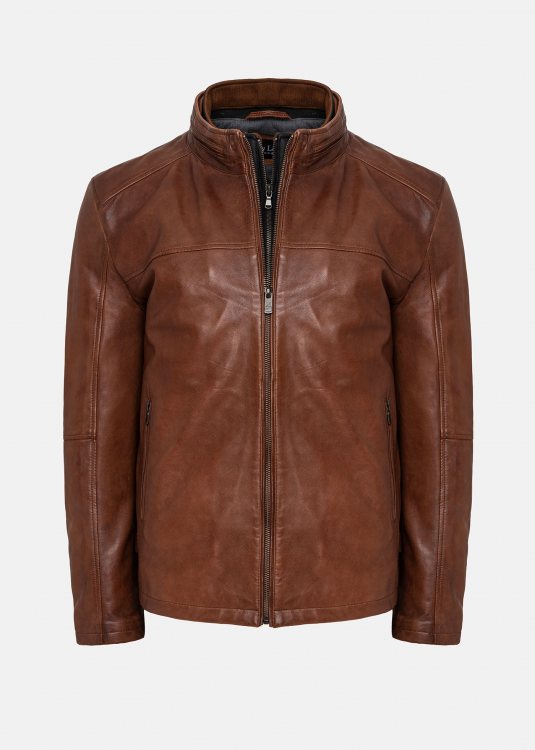 Guy Laroche Δερμάτινο Jacket της σειράς Bomber - GL786 1 Tabacco