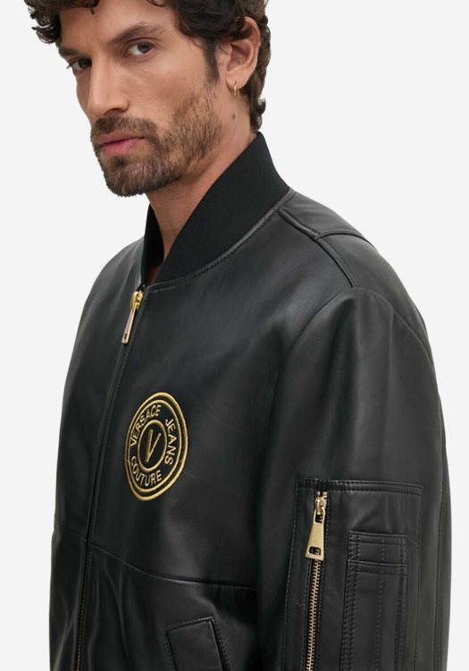 Versace Jeans Couture Δερμάτινο μπουφάν Bomber - 77GAVP06 G89 Black