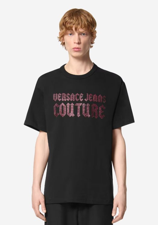 Versace Jeans Couture T Shirt της σειράς Crystal Gothic Logo - 77GAHL00 899 Black