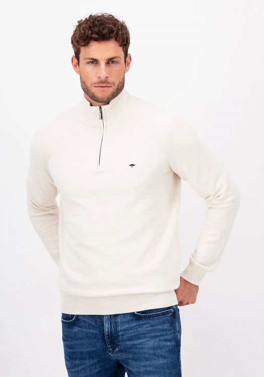 Fynch Hatton Pullover της σειράς Zip Troyer - 1414 222 823 Off White