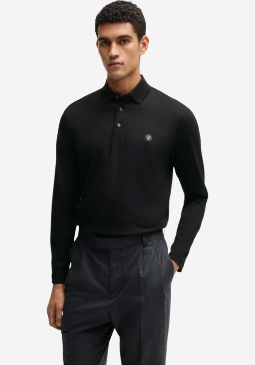 BOSS Μακρυμάνικη Polo της σειράς C Paley - 50523917 001 Black