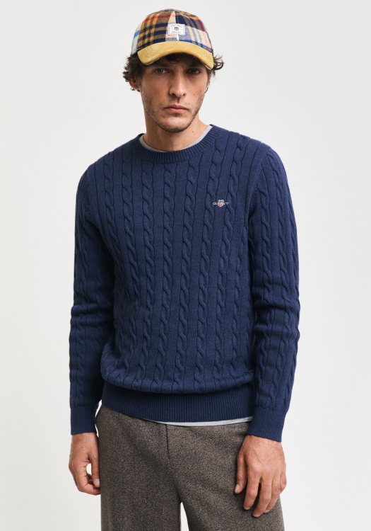 GANT Sweater της σειράς Cable - 8050601 902 Dark Jeansblue Melange