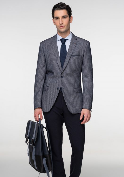 Fragosto Σακάκι Blazer της σειράς Square - FRB23 3793 019 002 Grey Blue